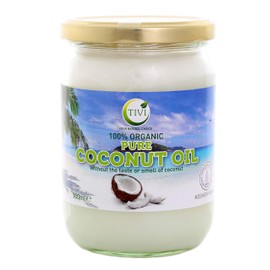 TIVI Organic Refined & Odourless Coconut Oil Glass Jar of 500 ml for Hair / Skin / Body / Cooking /Baking and Vegetarian, Vegan