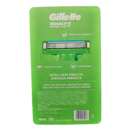 🪒 Gillette Mach3 Sensitive - Pack 20 Cartuchos Recargables | 3 Hojas Flexibles + Banda de Aloe | Ideal para Piel Sensible | Afeitado Suave sin Irritación |