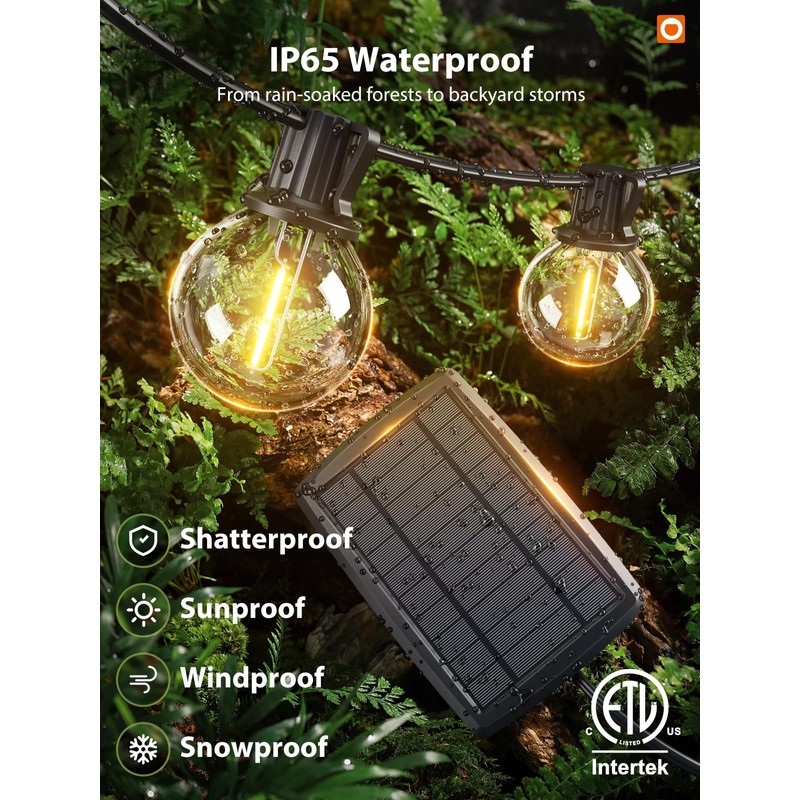 addlon 100FT Solar String Lights Outdoor with Remote, 54 LED