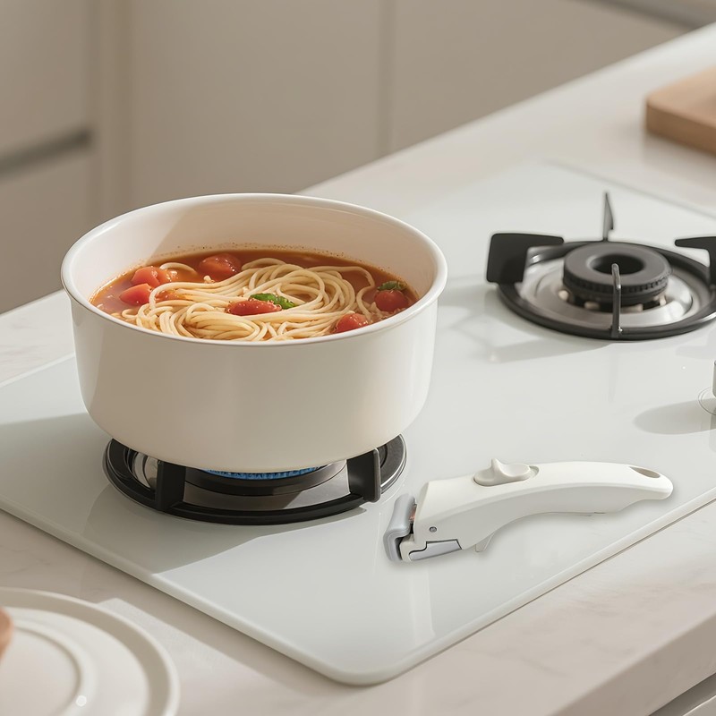 IKTU Removable Handle White,Handle for Cookware Set Pan Universal Pot