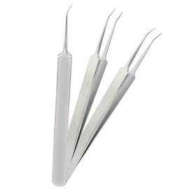 Coufce 3 pcs Oblique Blackhead Tweezers Comedone Pimple Extractor Tool Whiteheads Acne Clip Stainless Steel Facial Blackhead Remover Tweezers Pimple Popper Tool Ingrown Hairs Tweezers
