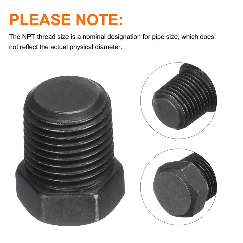 sourcing map 5Pcs 1/8 NPT Outer Hex Head Thread Pipe