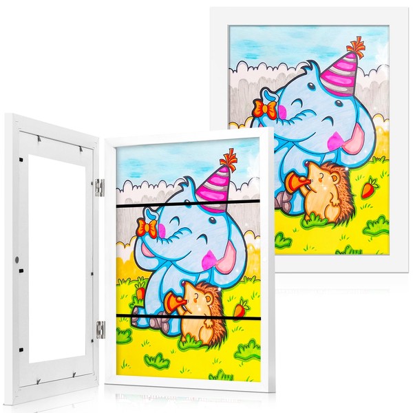 Kids Artwork Picture Frame, 8.5x11 Changeable Artwork frames Kids For Children Art Projects, Picture Frame for Kid Art Work Display Storage for Children Drawing, Crafts, Hanging Art, Certificate, White