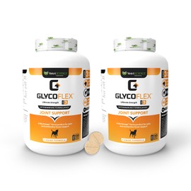 VetriScience Glycoflex 3 Clinically Proven Hip and Joint Supplement for Dogs - Maximum Strength Dog Supplement with Glucosamine, MSM, Green Lipped Mussel & DMG - 2 Pack (120 Chewable Tablets Each)​