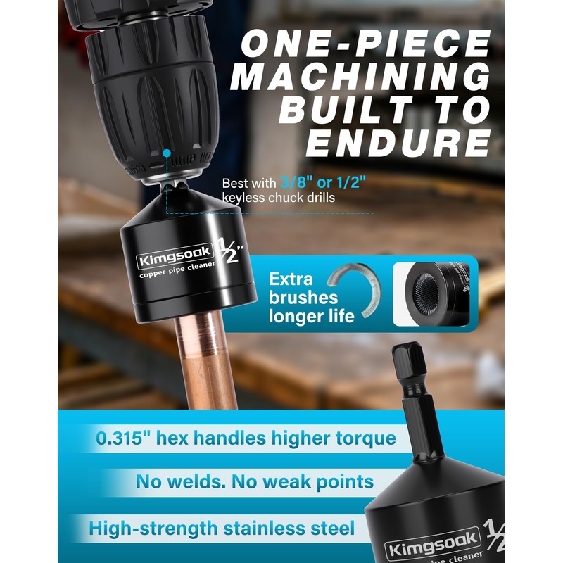 Copper Pipe Cleaner, 1/2", 3/4", 1" Copper Pipe Cleaning Brush