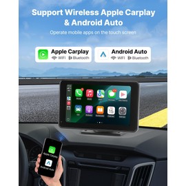 VEVOR Wireless Car Stereo, 7-Inch HD Portable Radio Touch Screen Compatible with Apple CarPlay & Android Auto, CarPlay Screen with Backup Camera, Voice Control, Mirror Link, Bluetooth, GPS Navigation