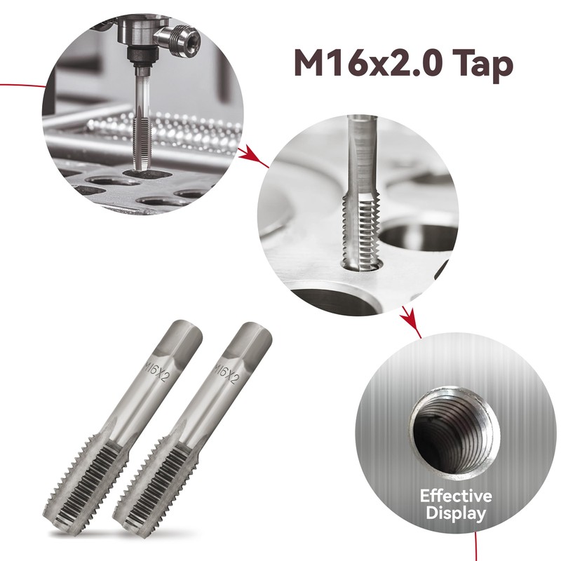 M16x2.0 Tap, M16 Metric Hand Thread Tap, HSS 6542 Right