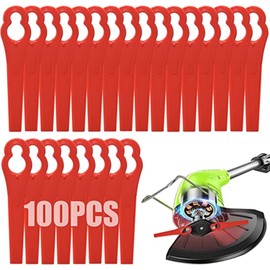 100 Pcs Plastic Grass Trimmer Blades, Cordless Strimmer Blades 83 mm Lawn Mower Cutting Blades Garden Mower Replacement Blades for Einhell Grass Strimmer (Red)