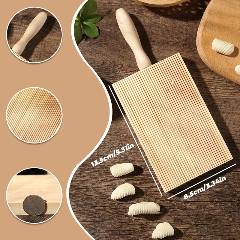 2Pcs Stable Pasta Maker Gnocchi Board Smooth Ergonomic Wooden Butter