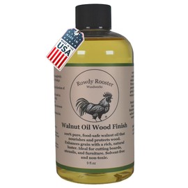 Refined Walnut Oil Finish for Woodworking - Premium Wood Finish, Conditioner & Sealer, Food Safe, Long-Lasting, Protects and Seals. Light Color - USA Made (9 fl.oz)