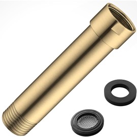 HOMYEP Shower Arm Extender 4 Inch Straight Extension Pipe Arm for Rainfall and Handheld Shower Head, Female to Male NPT 1/2 Inch, Brushed Gold