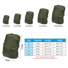 PATIKIL 30-40L Waterproof Backpack Rain Cover with Anti-Slip Cross Buckle Straps & Drawstring Bag for Hiking Camping Traveling, M, Dark Green Checkered