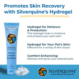 Silverquine - Hot Spot Gel for Dogs and Cats - Dog Wound and Skin Irritation Solution, Pet Emergency Kit, Hydrogel Ointment for Cuts, Burns, Itch, Skin Issues, and Pet Restoration & Wellness - 1.5 Oz