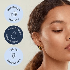 Tini Lux | Hypoallergenic Earrings | Titanium Small Friday Endless Hex Hoops | Gold | Titanium Hoop Earrings | Gold Hoops for Women, Sensitive Ears, Trendy Womens Earring Set (Gold)