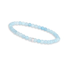 GD GOOD.designs Women's Pearl Bracelet with Real 4 mm Natural Stones and 925 Silver Pearl – Gemstone Bracelet I Ball Bracelet with Natural Stone Beads – Valentine's Day Gift for Her, Stone, Aquamarine