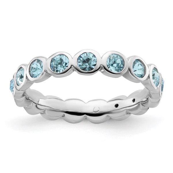 GemApex Eternity Ring Band 925 White Sterling Silver Stackable Expressions