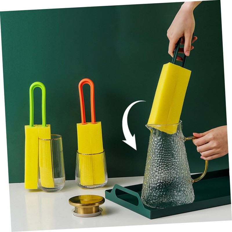 LALAFINA 4pcs Dual-Sided Cup Sponge Brush for Cleaning Bottles Kettles