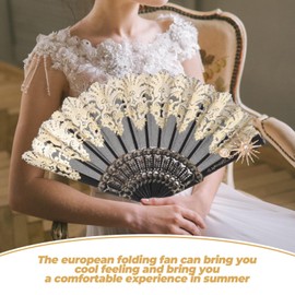 SEWACC Abanico Plegable De Tela Vintage para Mujer Abanico De Mano Decorativo Decoraciones De Boda