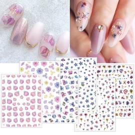 Chisafly Nail Stickers, Flower Hydrangea, Hydrangea, Hydrangea, Nail Stickers, Flower Pattern, Rainy Season, Colorful, Purple, Spring, Summer, DIY, Set of 6