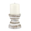 Stonebriar Antique White Wooden Pillar Candle Holder, Vintage Seaside Pillar
