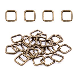 Swpeet - 60 anillos rectangulares de metal de bronce de 1/2 pulgadas a 13 mm, hebilla de cinturón de metal para bolsas de cinturón, accesorios de bricolaje, llaveros, cinturones y correa para perro (bronce, 1/2 pulgadas)