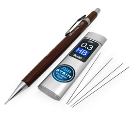 Pentel P203 Mechanical Pencil - 0.3mm - Brown Barrel + Ain Stein 0.3mm HB Refill Leads