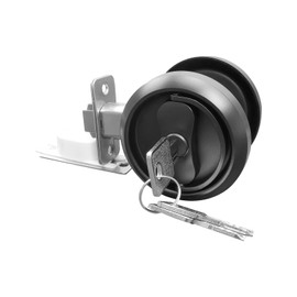 Pocket Door Lock with Key with Ring Pull Function 2 3/8" Backset, Round Sliding Pocket Door Lock for Bed or Bath, Brushed Satin Nickel Silver