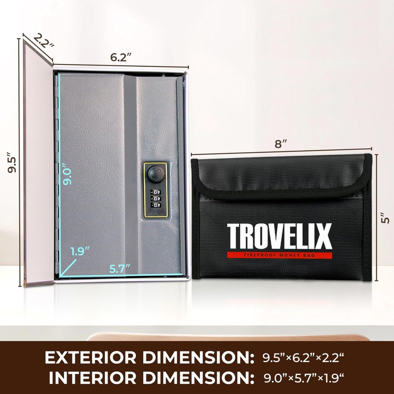 Book Safe with Combination Lock, Hidden Safe (9.5 x 6.2