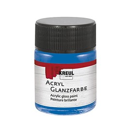 KREUL 79534 Acrylic Gloss Paint, 50 ml Glass in Blue, Glossy, Smooth Acrylic Paint for Painting and Crafts, Water-based, Saliva-Resistant, Quick-Drying and Opaque