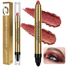 Cream Shimmer Eye Shadow Stick - Dual-Ended Waterproof Shimmer Eyeshadow Stick Highlighting Pigmented Shiny Eyeshadow Pencil for Sensitive Eyes Makeup (5#)