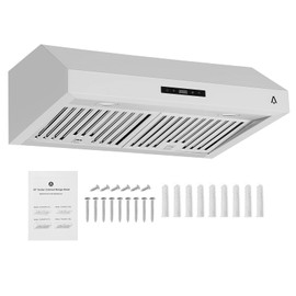 DYTesa Under Cabinet Range Hood 30 Inch, 400CFM Stainless Steel Kitchen Stove Vent Hood, 3 Speed Exhaust Fan Touch Control, LED lights, Time Setting, Dishwasher-Safe, Baffle Filters, Silver