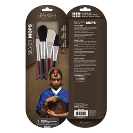 Silver Brush Limited Silver Mop Multimedia Brush Set, Oil, Acrylic, and Watercolor Brushes, Short Handle, 4-Piece Set