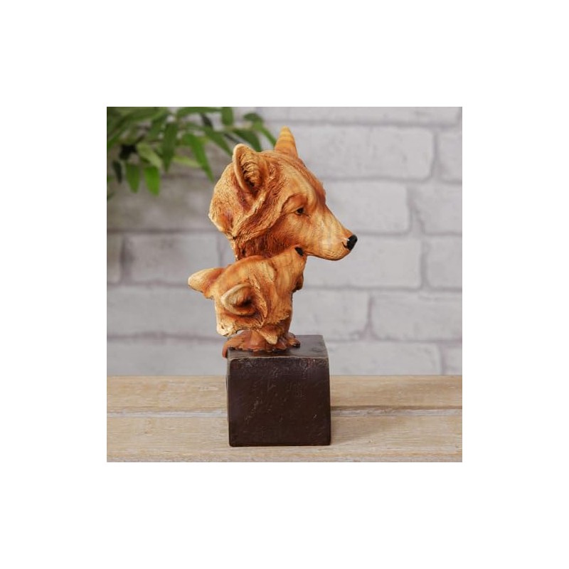 Naturecraft Wood Effect Resin Statue Ornament Figurine - Wolves