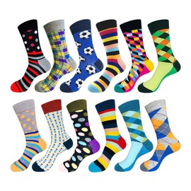 EmaoFun Mens Dress Socks, Funny Fancy Colorful Casual Pattern Crew Socks (Polka Dot)