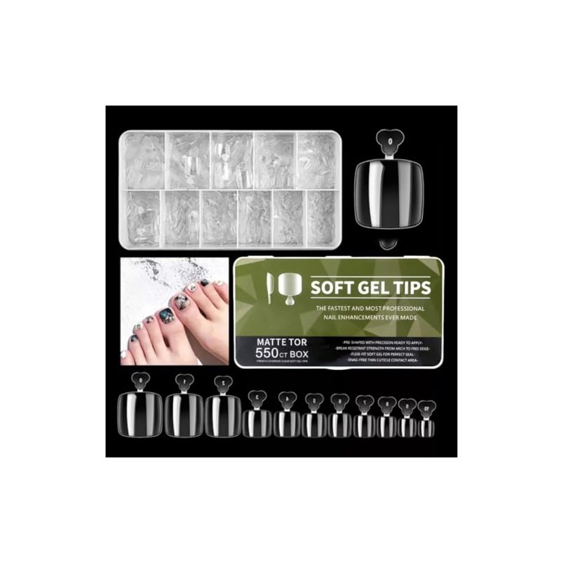 Soft Gel Tips Para Pies 550 Pzas Uñas Soft Gel