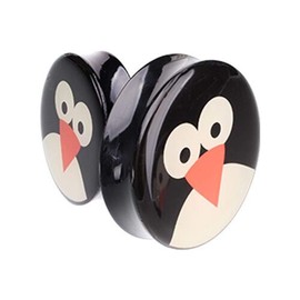 Covet Jewelry Supersize Cute Penguin Double Flared Ear Gauge Plug (1-1/8" (29mm))