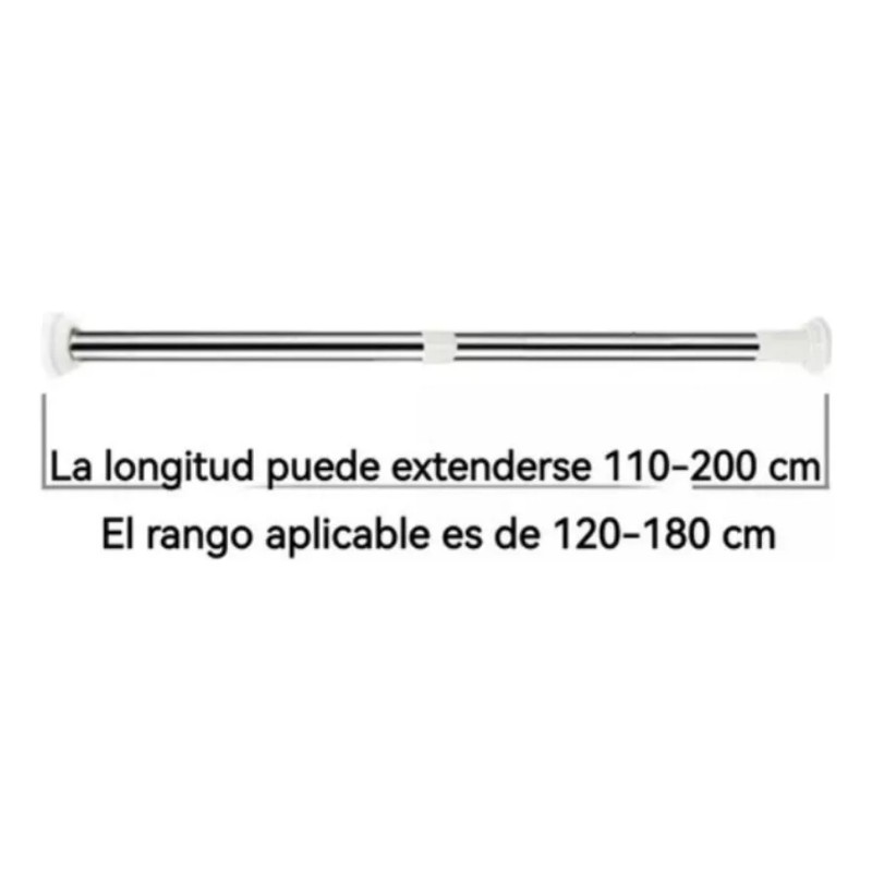 SoonHua Barra Barral Cortina De Baño Expandible 110cm A 200