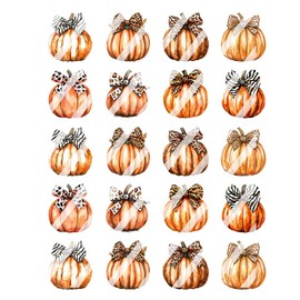 Pumpkin with Animal Print Bow Fall Nail Art Decals - Waterslide Nail Decals (Adult XLarge 0.6" inches)