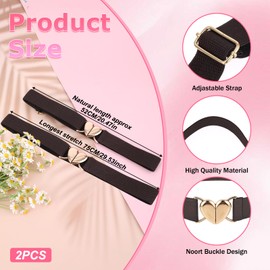 Molain 2 Pcs Kids Elastic Belt for Girls Waist Size 15-30", Adjustable Toddler Heart Buckle Stretch Belts for Boys Girls