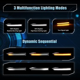 VANKUB 2 PCS Sequential Switchback LED Front Side Marker Headlight Daytime Running Light for Toyo-ta Tacoma 2012 2013 2014 2015 Replacement Front Bumper White Daytime Running Lamp Amber Led Light