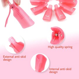 Hanyousheng Acrylic Gel Polish Clips ，Nail Clip Nail Art Gel Polish Remover Plastic，10 PCS Gel Polish, Nails Art Gel Cap Soak Off Clip UV Manicure Acrylic Nails Wrap Tool Rose Red Colour