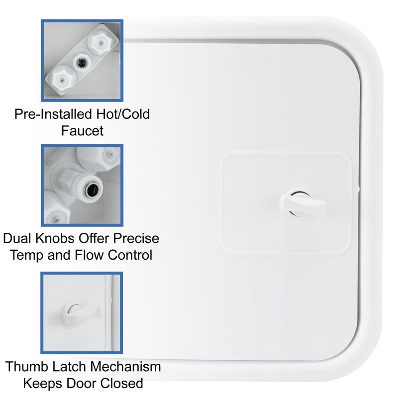 RecPro RV Exterior Shower Box with Hot & Cold Faucet