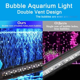 REIRQIE Submersible Aquarium Light for Fish Tank,24/7 Mode Full Spectrum LED Fish Tank Light with Air Bubble Hole RGB Color Changing Brightness Timer Adjustable,7.8inch 8W Fish Light