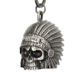 Milwaukee Leather MLB9002 'Native Skull' Motorcycle Good Luck Bell | Key Chain Accessory for Bikers - One Size