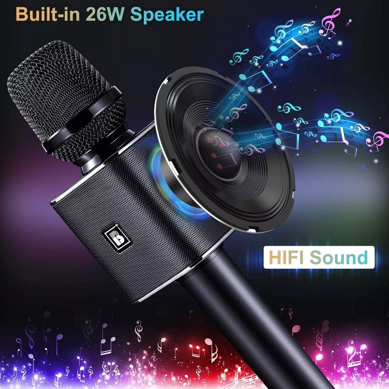 BONAOK Karaoke Microphone, Portable Wireless Bluetooth Karaoke Mic for Adults...
