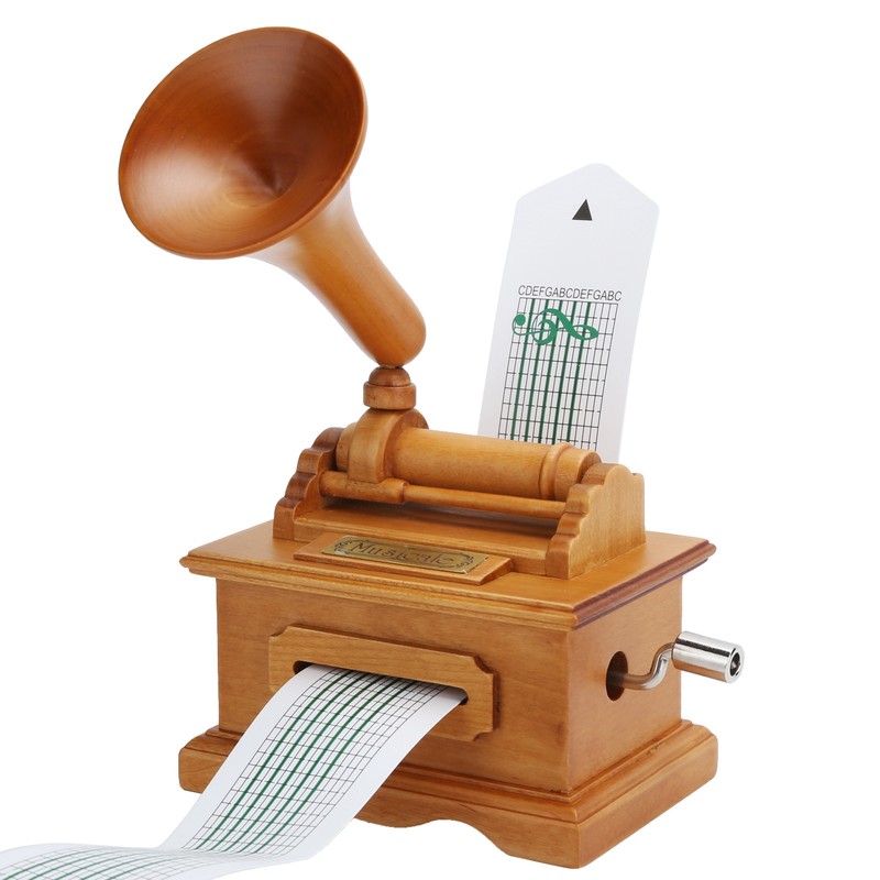 Gramophone Music Box Vintage Hand Crank Musical Box DIY Birthday