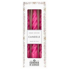 Cereria Di Giorgio - 3 Candele Tortiglione - Ø 2.2 cm h. 21 cm - Fucsia