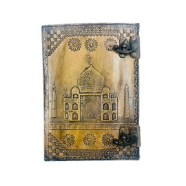 OVERDOSE TAJ MAHAL Design Handmade vintage leather journa Double Lock Deckle edge paper, Blank spell book of shadows grimoire journal - 7x10 inches|17x25 cm|A4