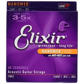 Elixir 80/20 Bronze Nanoweb Coating Acoustic Guitar Strings
