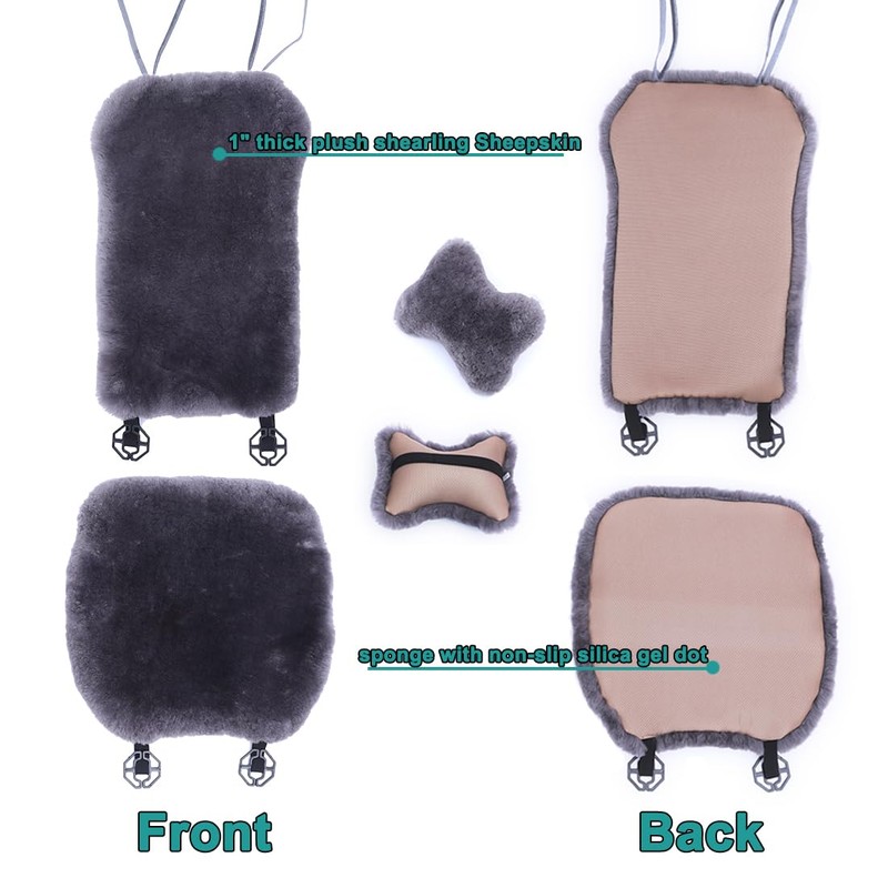 OGLAND 2 Pack Fur Fluffy Sheepskin Car Seat Covers for